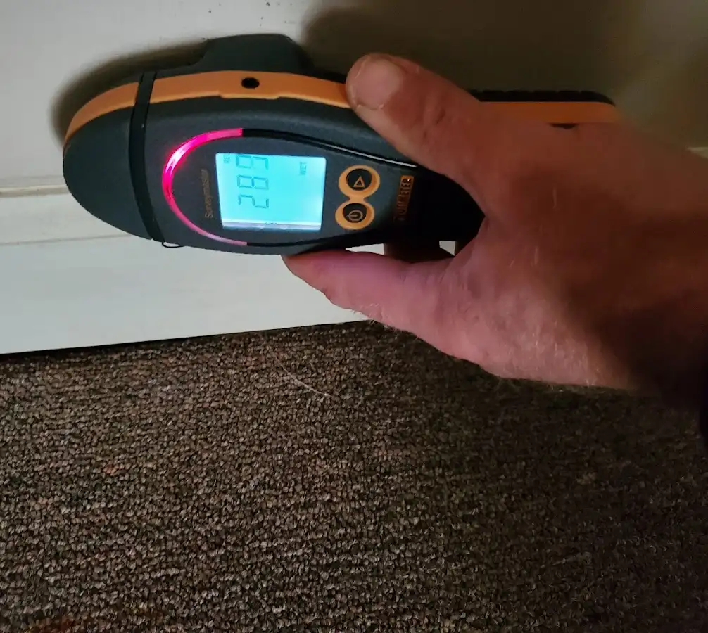 Moisture detection at baseboard during Sewage Cleanup & Sanitation in University Park